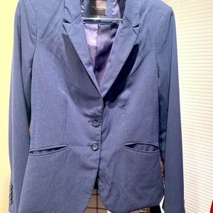 Express Suit Blazer and Sz 8L pants matte blue color, (Inside jacket poor cond)